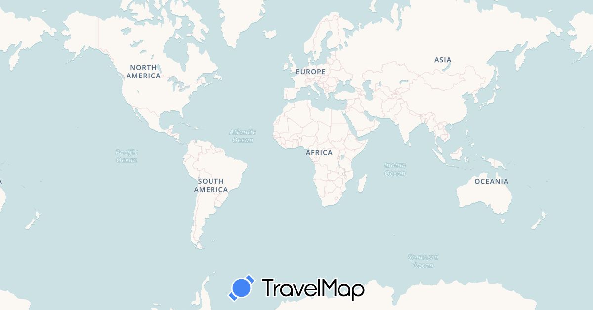 TravelMap itinerary: driving, plane, train in Canada, Italy, Morocco, Slovakia, Syria (Africa, Asia, Europe, North America)